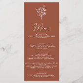 Modern Boho Floral Terracotta Burnt Oranje Wedding Menu (Voorkant)