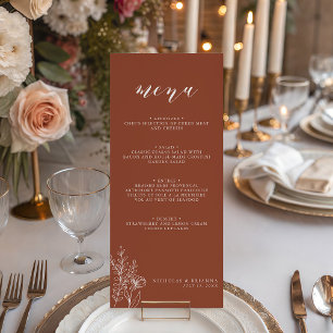 Modern Boho Floral Terracotta Burnt Oranje Wedding Menu