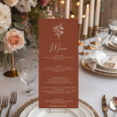 Modern Boho Floral Terracotta Burnt Oranje Wedding Menu