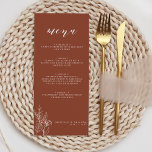 Modern Boho Floral Terracotta Burnt Oranje Wedding Menu<br><div class="desc">Modern Boho Floral Terracotta Burnt Oranje Wedding Menu. Monogram achteraan.</div>