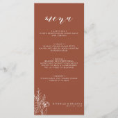 Modern Boho Floral Terracotta Burnt Oranje Wedding Menu (Voorkant)