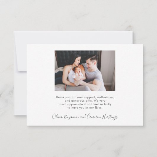 Modern Boho Floral Two Photo Baby shower Message Bedankkaart (Achterkant)