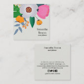 Modern Boho Floral Vierkante Visitekaartje (Voorkant / Achterkant)