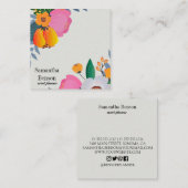 Modern Boho Floral Vierkante Visitekaartje (Voorkant / Achterkant)