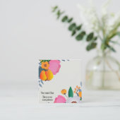 Modern Boho Floral Vierkante Visitekaartje (Staand voorkant)