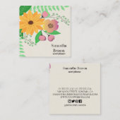 Modern Boho Floral Vierkante Visitekaartje (Voorkant / Achterkant)
