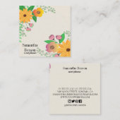 Modern Boho Floral Vierkante Visitekaartje (Voorkant / Achterkant)