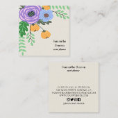 Modern Boho Floral Vierkante Visitekaartje (Voorkant / Achterkant)