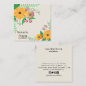 Modern Boho Floral Vierkante Visitekaartje (Voorkant / Achterkant)