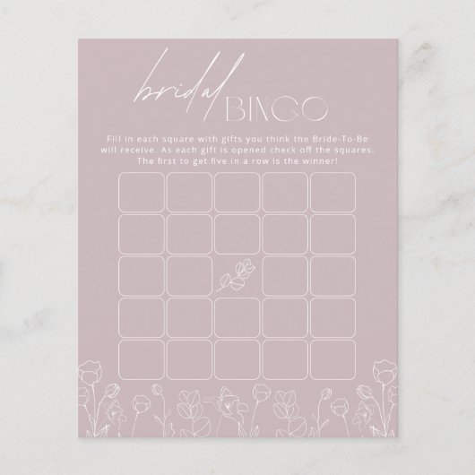 Modern Boho Floral Vrijgezellenfeest Bingo Game (Voorkant)