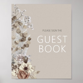 Modern Boho Floral Vrijgezellenfeest Sign Guest Bo Poster