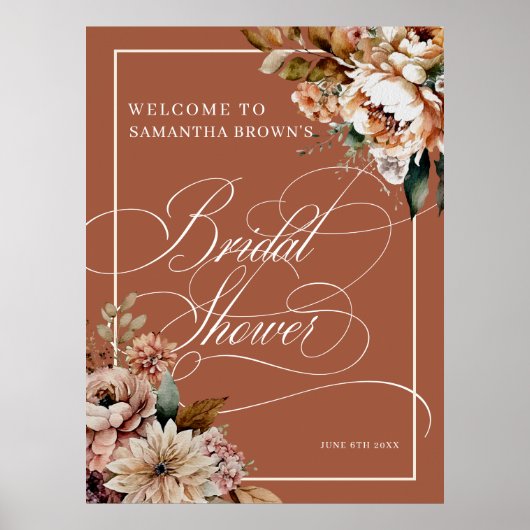 Modern Boho Floral Vrijgezellenfeest Welkom Poster (Voorkant)