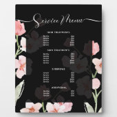 Modern Boho Floral Waterverf Salon Service Menu Fotoplaat (Voorkant)