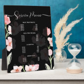 Modern Boho Floral Waterverf Salon Service Menu Fotoplaat (Zijkant)