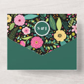 Modern Boho Floral Wedding All In One Uitnodiging (Achterkant)