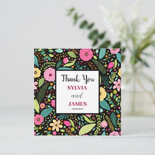 Modern Boho Floral Wedding Bedankkaart (Staand voorkant)