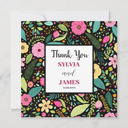 Modern Boho Floral Wedding Bedankkaart (Voorkant)