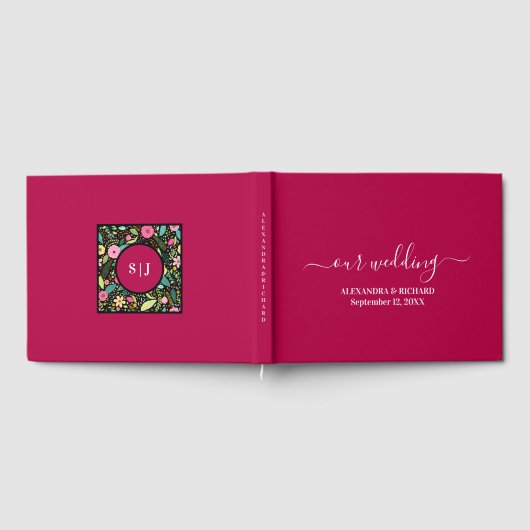 Modern Boho Floral Wedding Gastenboek (Volledig)