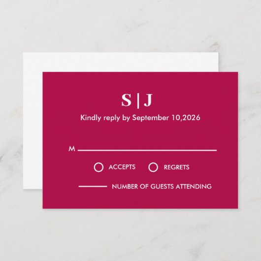 Modern Boho Floral Wedding RSVP Kaartje (Voorkant / Achterkant)