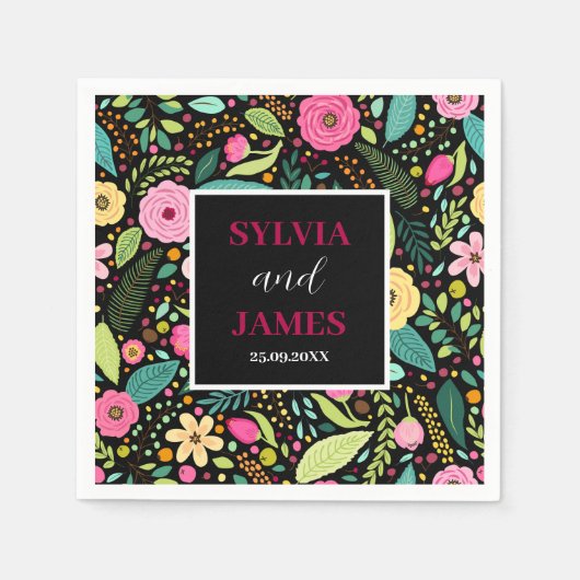 Modern Boho Floral Wedding Servet (Voorkant)