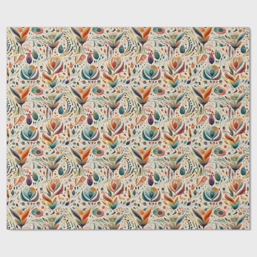 Modern Boho Floral Wrapping Papier (Vlak)