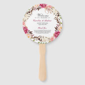 Modern Boho Floral Wreath Trouwprogramma Handwaaier (Voorkant)