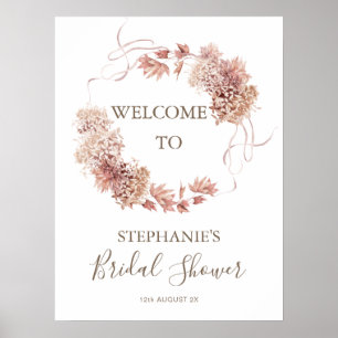 Modern Boho Floral Wreath Vrijgezellenfeest Welkom Poster