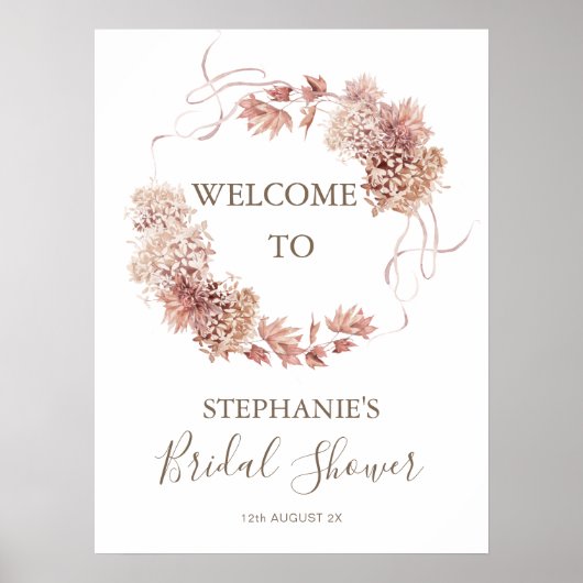Modern Boho Floral Wreath Vrijgezellenfeest Welkom Poster (Voorkant)