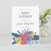 Modern Boho Flowers Boy Baby shower Kaart (Staand voorkant)