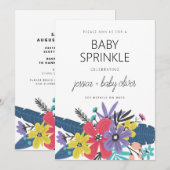 Modern Boho Flowers Boy Baby Sprinkle Kaart (Voorkant / Achterkant)