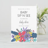 Modern Boho Flowers Jongen Baby Sip en See Kaart (Staand voorkant)