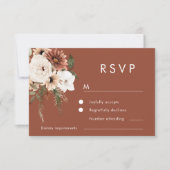 Modern Boho Flowers Terracotta Wedding RSVP Kaartje (Voorkant)