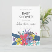 Modern Boho Flowers Twin Boy Baby shower Kaart (Staand voorkant)