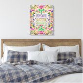 Modern Boho Folk Art Flowers | Gezegend Canvas Afdruk (Insitu (Slaapkamer))