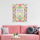 Modern Boho Folk Art Flowers | Gezegend Canvas Afdruk (Insitu (Woonkamer))
