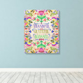 Modern Boho Folk Art Flowers | Gezegend Canvas Afdruk (Insitu (Houten vloer))