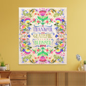 Modern Boho Folk Art Flowers | Gezegend Canvas Afdruk (Insitu (Woonkamer))