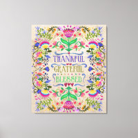 Modern Boho Folk Art Flowers | Gezegend