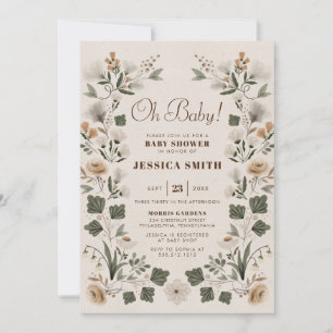 Modern Boho Folk Gender Neutral Baby shower Kaart