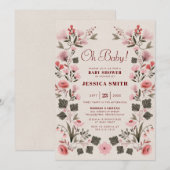 Modern Boho Folk Genderneutraal Baby shower Invita Kaart (Voorkant / Achterkant)