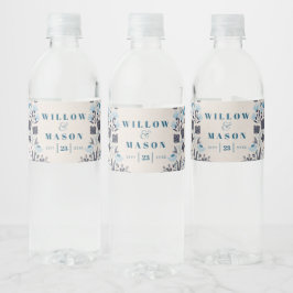 Modern Boho Folk Wedding Favors Water Fles Label Waterfles Etiket