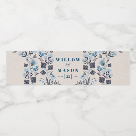 Modern Boho Folk Wedding Favors Water Fles Label Waterfles Etiket (Enkel label)