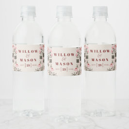 Modern Boho Folk Wedding Favors Water Fles Label Waterfles Etiket