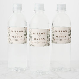 Modern Boho Folk Wedding Favors Waterfles Etiket