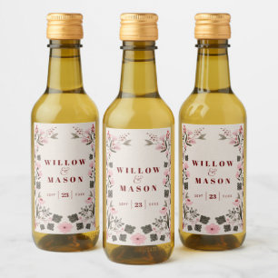 Modern Boho Folk Wedding Favors Wine Label Wijn Etiket