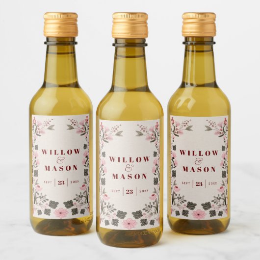 Modern Boho Folk Wedding Favors Wine Label Wijn Etiket (Flessen)