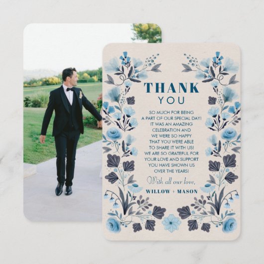 Modern Boho Folk Wedding Hartelijk dank voor uw fo Bedankkaart (Voorkant / Achterkant)