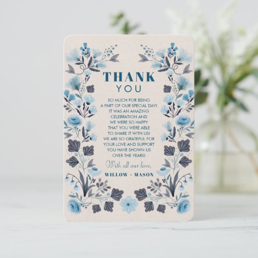 Modern Boho Folk Wedding Hartelijk dank voor uw fo Bedankkaart (Staand voorkant)