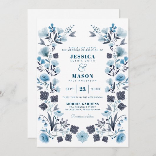 Modern Boho Folk Wedding Invitation Kaart (Voorkant / Achterkant)
