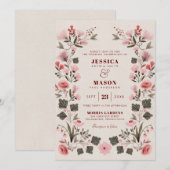 Modern Boho Folk Wedding Invitation Kaart (Voorkant / Achterkant)